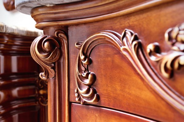 a detailed anitque wooden drawer